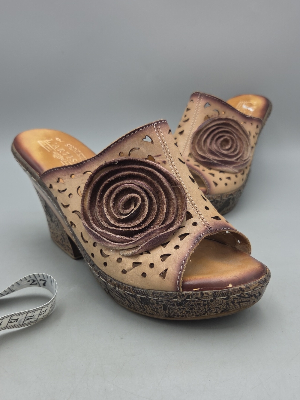 L’ Artiste by Spring Step Amara Beige Mocha Tan Leather Sandals 39 8.5